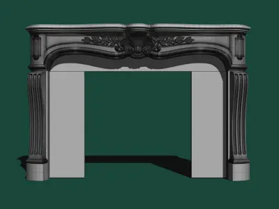 Louis XV style classical fireplace 3D model