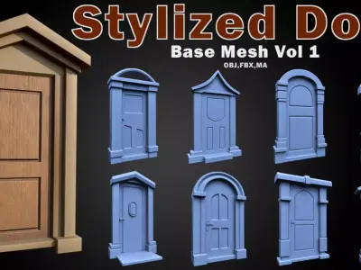 Stylized Door Base Mesh Vol 1 Low-poly 3D model