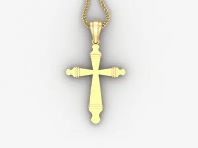 Light Gold 18K Cross Pendant 2CP067 3D print model