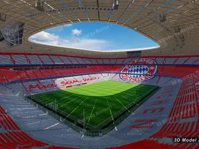 Allianz Arena Stadium - Munich Germany Low-poly 3D model