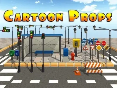 Cartoon Street Props Low-poly 3D model