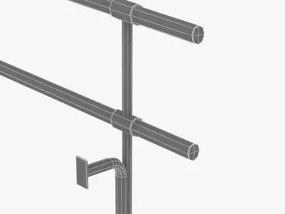 Double fixed ballet barres system 3D model