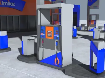 Gas Station - Petrol Station Type-1 Low-poly 3D model