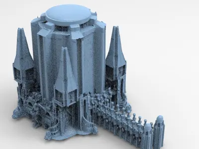 Ancient Stone Fort with bridges  3D model