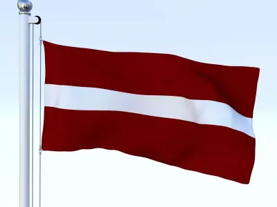 Animated Latvia Flag Low-poly 3D model