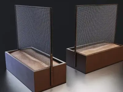 Modern Metal Planter with Grid Trellis Low-poly 3D model