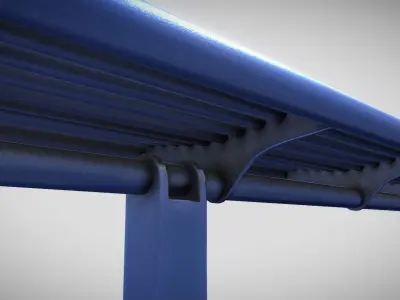 Bench 5 Low-Poly Blue Painted Metal Low-poly 3D model