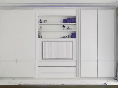  built-in TV-wall - multifunctional  bookshelves - wardrobe Low-poly 3D model