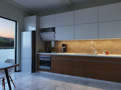 corona kitchen render setup 3D model