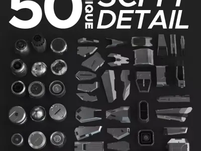 Sci-Fi Details Kit-Bash Set 3D model