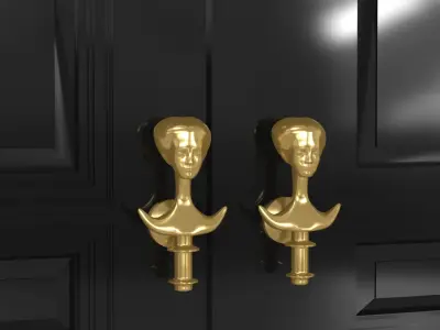 Custom made black lacquer classic double door  3D model
