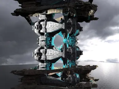 Energy towers Sci-Fi kit bash 2  3D model