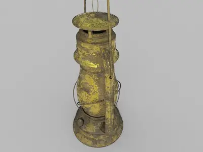 Gold Old Lamp Lantern Low-poly 3D model