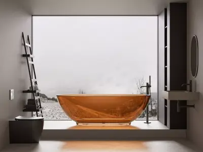 Bathroom scene project wash basin bathtub model washroom 3D model