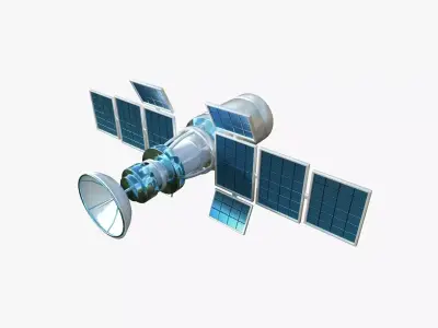 Satellite A03 White Blue - SciFi Space Design Low-poly 3D model
