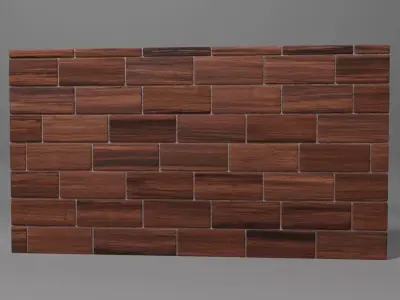 Redwood Wood Mosaic Tile wall panel Free low-poly 3D model