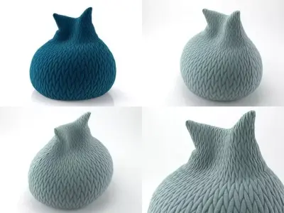 Slumber two knitted cat shaped vases 3D model