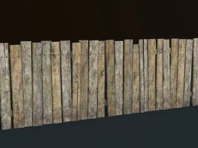 Old fence modular Low-poly 3D model