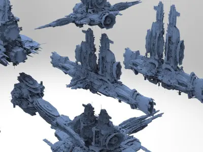 Sci-Fi Droid Facility Kit bash 10 Models  3D model