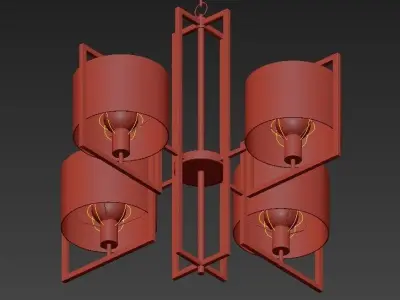 Conniston gold chandelier with shades 3D model