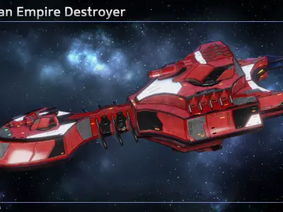 Spaceship Thaalian Empire Destroyer Low-poly 3D model