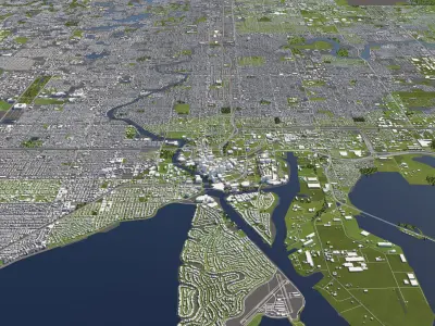 Tampa 50x50km 3D City Map 3D model