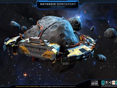 Asteroid Spaceport Low-poly 3D model