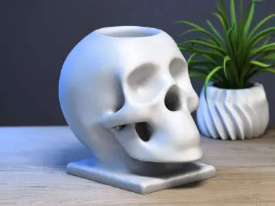 Skull robot pen holder Cyborg pen holder 3D print model buy