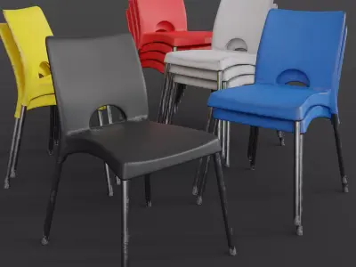 Stackable Plastic Chair Low-poly 3D model