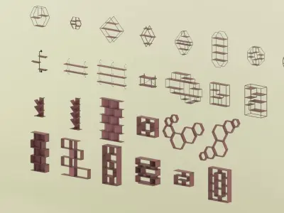 Shelf collection in loft and classic style  3D model