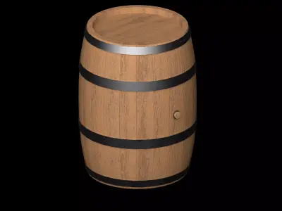 Medieval Wooden Barrel Low-poly 3D model