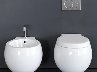 Scarabeo Ceramiche Planet Wall-hung WC art 8105 art 8106 Low-poly 3D model