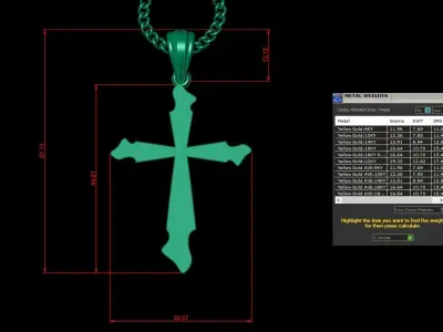Light Gold 18K Cross Pendant 1CP099 3D print model