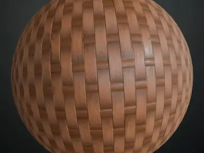 Dark Bamboo Woven Strips PBR Texture