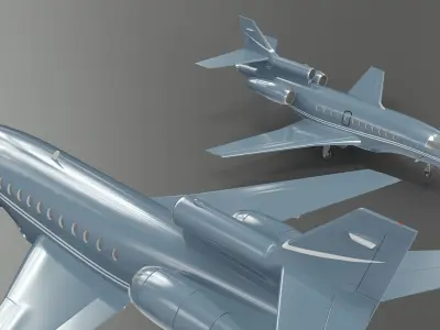 Business Jet Dassault 900 Simplified Rigged for Cinema 4D 