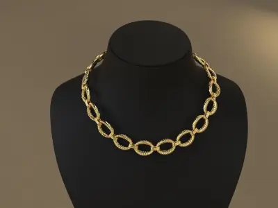 Crochet pattern Chain link Necklace light weight 3D print model