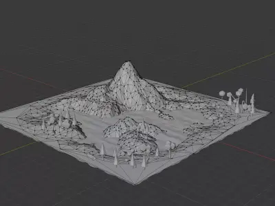 Pine forest low poly Low-poly 3D model