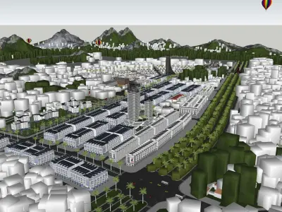 Urban planning by sketchup and vray 3D model