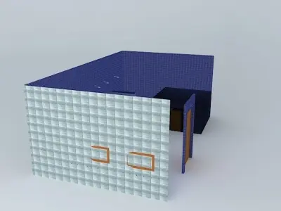 Shower bathroom with walls and orange door Free 3D model