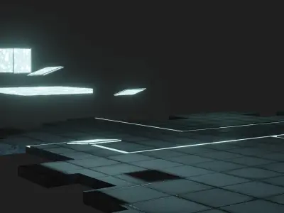 Sci-Fi Platform in the void  Low-poly 3D model