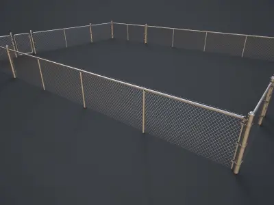 Modular Chain-link Fence Low-poly 3D model