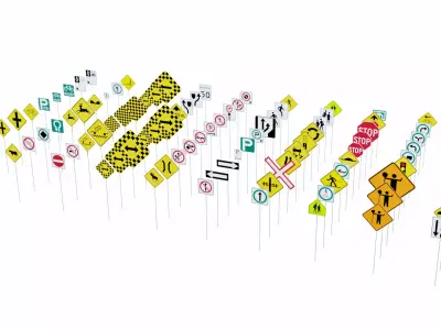 Road Sign Collection Low-poly 3D model
