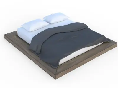 Low Frame Bed Low-poly 3D model