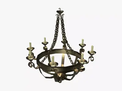 Medieval Chandelier V03 Low-poly 3D model