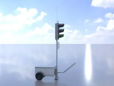 Mobile construction site traffic lights Green Low-poly 3D model
