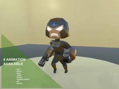 Cyborg Soldier - Low Poly - Game Ready Low-poly 3D model
