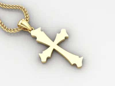 Light Gold 18K Cross Pendant 1CP040 3D print model