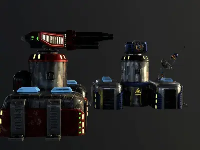 Sci-Fi Towers Pack Low-poly 3D model