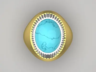 gemstone man gold ring mr0164 3D print model
