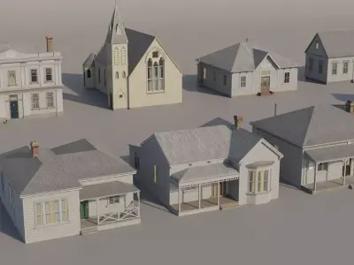 Victorian Houses Pack Low-poly 3D model
